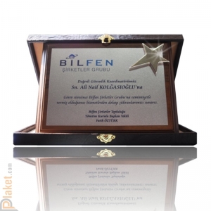 Deri Kutulu Plaket - DKP-009-18x24 cm - yatay