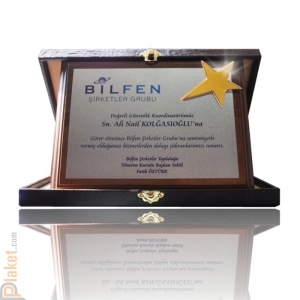 Deri Kutulu Plaket - DKP-008-18x24 cm - yatay