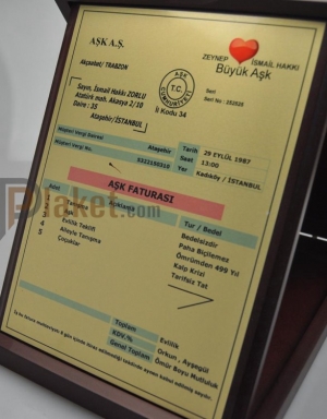 Aşk Faturası plaketi